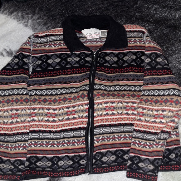 Vintage women’s Medium Carlolina Colours zip up Aztec Cowl neck Sweater EUC - Picture 12 of 12